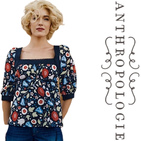 Anthropologie Tops - Anthropologie Blackrock Peasant Blouse by FEI